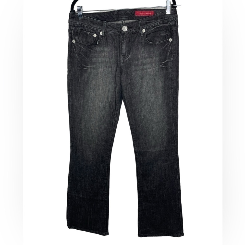 Seven7 Womens Jeans 32 Black Classic Flare Denim Five Pocket Zipper Fly Y2K